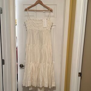 Shona Joy Ivory Smocked Tiered Maxi Dress